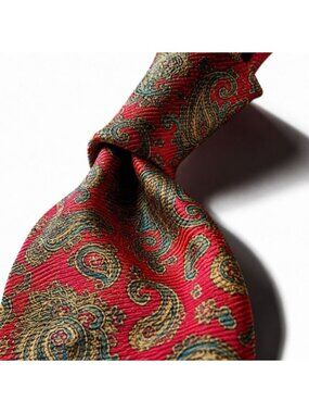 Liberty of London Silk Tie Paisley Red Blue Gold Vintage Mens Necktie USA